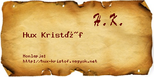 Hux Kristóf névjegykártya